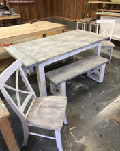 Load image into Gallery viewer, Four Leg Farmhouse Table Sets (X Bench Option Available)