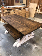 Load image into Gallery viewer, Pedestal Trestle Farmhouse Table