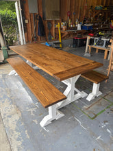 Load image into Gallery viewer, Pedestal Trestle Farmhouse Table Sets
