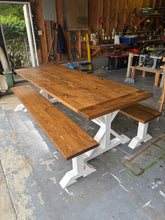 Load image into Gallery viewer, Pedestal Trestle Farmhouse Table Sets
