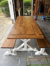 Load image into Gallery viewer, Pedestal Trestle Farmhouse Table Sets
