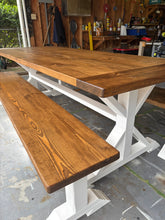 Load image into Gallery viewer, Pedestal Trestle Farmhouse Table Sets
