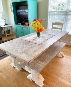 Pedestal Trestle Farmhouse Table