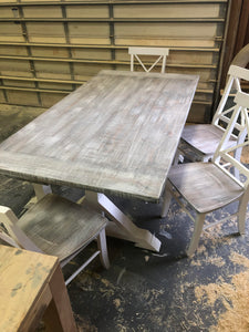 Pedestal Trestle Farmhouse Table Sets