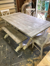 Load image into Gallery viewer, Pedestal Trestle Farmhouse Table Sets
